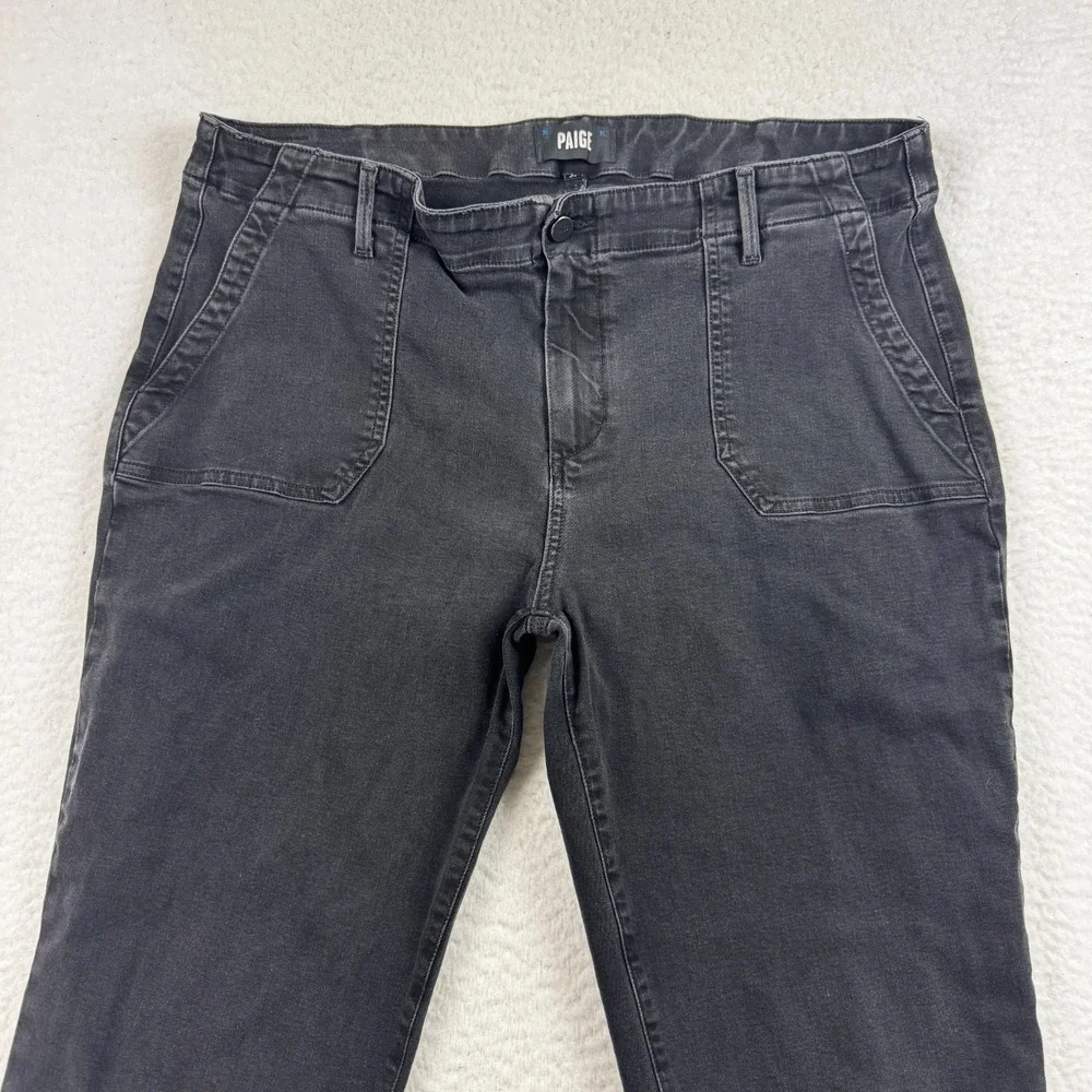 Paige Mayslie Jeans Womens 34 Black Denim‎ Mid Rise Rayon Stretch Ankle Zip